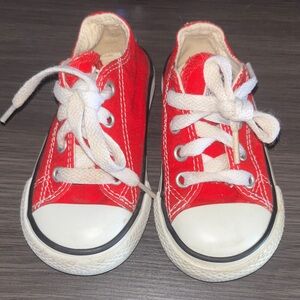 Vibrant Red Kids Sneakers with White Laces